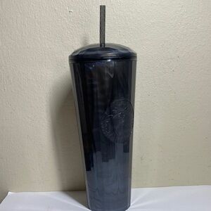 Starbucks Midnight Black Marbled Tumbler with Straw